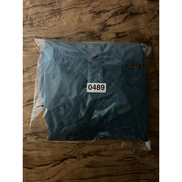 Vintage Eddie Bauer Men’s Large Teal 1/4 Snap Button Pullover Windbreaker Jacket - Picture 8 of 8